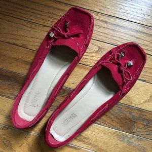 Michael Kors red suede loafers